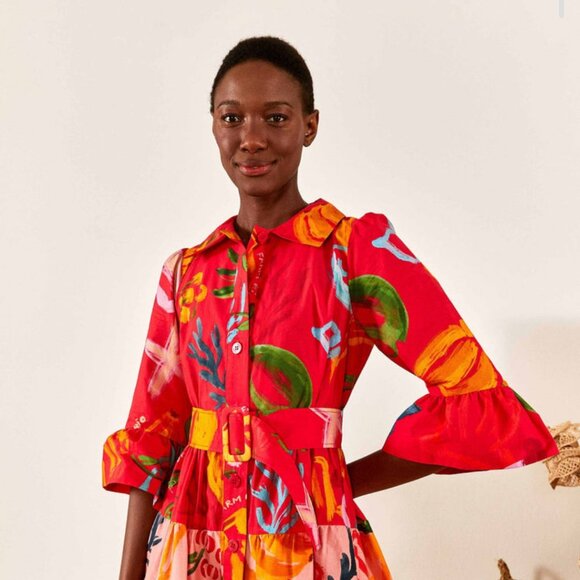 NWT Farm Rio Red Mixed Fruits Ocean Mini Dress - Picture 2 of 7